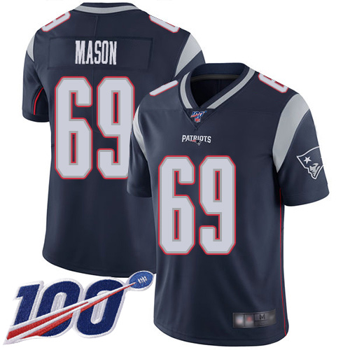 New England Patriots Football #69 100th Season Limited Navy Blue Men Shaq Mason Home NFL Jersey->youth nfl jersey->Youth Jersey